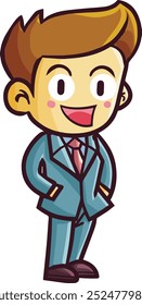 Cool and handsome manager with happy face cartoon illustration