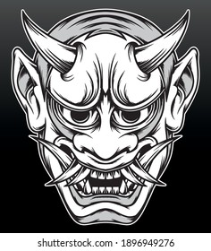 Cool hannya mask. Premium vector