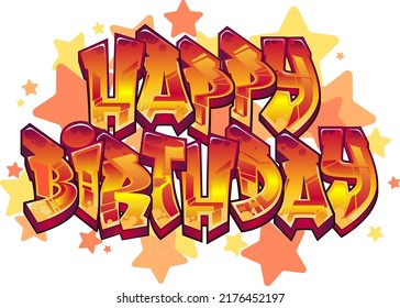 A Cool Happy Birthday Graffiti Art Design with vibes from the vibrant urban street art style.