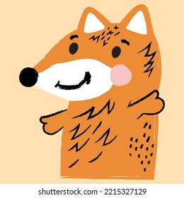 cool happy fox, smiling and having fun