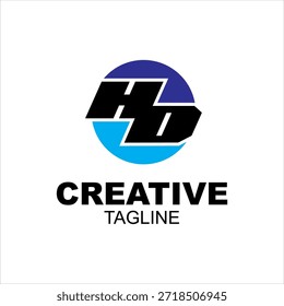 Vectores frescos de la letra de HD, diseño del logotipo del creador del contenido.