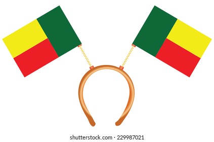 Cool headdress with flags Benin. Vector illustration.