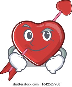 Cool heart and arrow mascot character with Smirking face