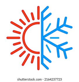 cool and heat symbol vector illustration , cool sign, hot sign isolated , cool icons ad heat icon