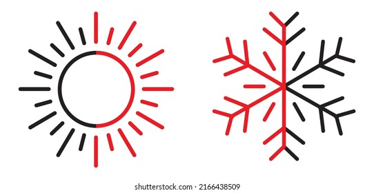 cool and heat symbol vector illustration , cool sign, hot sign isolated , cool icons ad heat icon