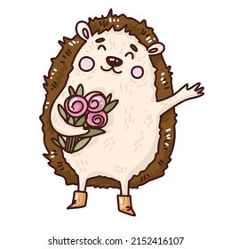 cool hedgehog vector drawing for kids, t shir, wallpaper fashion clothes. Hand drawn illustration