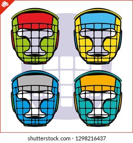 Cool helmets for fullcontact martial arts. Full head protection from knockout, strike. Lattice to protect the face. Creative original design in multiple colors.