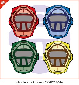 Cool helmets for fullcontact martial arts. Full head protection from knockout, strike. Lattice to protect the face. Creative original design in multiple colors.