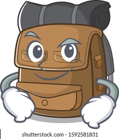 Cool hiking backpack Scroll mascot character with Smirking face