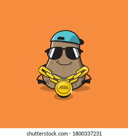 cool hip hop style potato mascot design