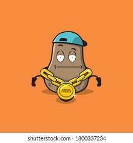 cool hip hop style potato mascot design