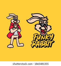 Cool Hip Hop Style Rabbit Character Mascot Vector Illustration Design