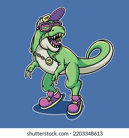 Cool Hip Hop T rex Streetwear Cartoon