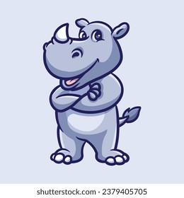 Cool Hippo Creative Cartoon Illustration