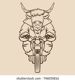 Cool hipster animal riding his bike. Animal biker t-shirt design