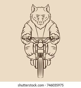 Cool hipster animal riding his bike. Animal biker t-shirt design