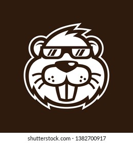 cool hipster beaver wear eyeglasses 