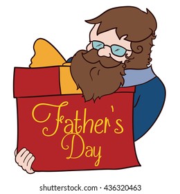 Cool hipster dad receiving a big gift in Father's Day.