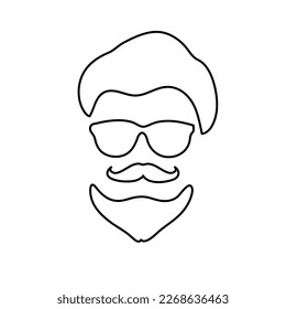 Ilustración vectorial de la cara del hipster frío aislada en fondo blanco