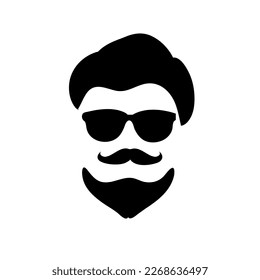 Ilustración de vectores faciales de hipster frío aislada en fondo blanco.eps