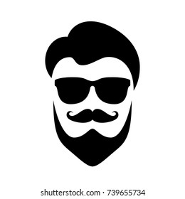 Cool hipster face vector illustration isolated on white background