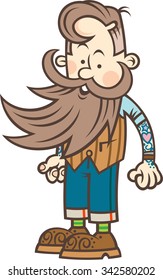 Cool hipster guy with beard and tattoos