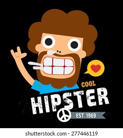 cool hipster men typography,
 t-shirt graphics, vectors - stock vector
