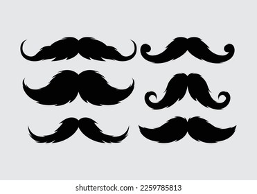 Cool hipster moustache icon, symbol, element vector set bundle, adult man, mr. moustache editable