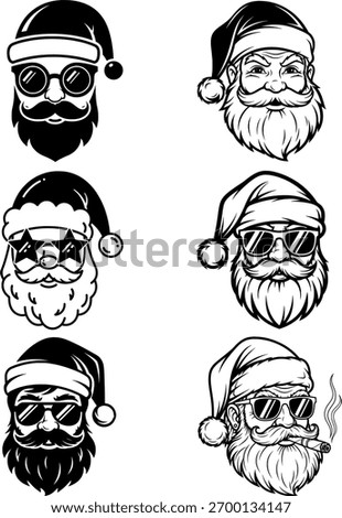 Cool Hipster Santa Claus Head Set