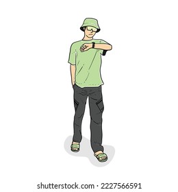 Cool hipster see watch isolated on white background vector modern illustrations