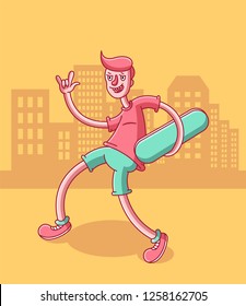 Cool hipster skater vector design with skateboard