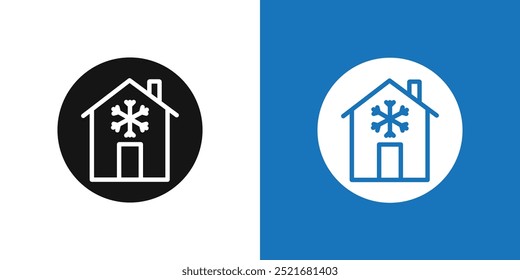 Cool home icon Flat vector set outline