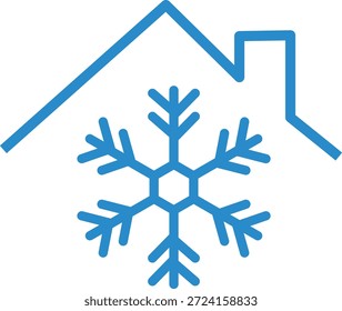 Cool home icon vector. House icon set with snowflake symbol representing. Cool home icon flat simple outline logo. vector illustration
