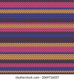 Cool horizontal stripes knitted texture geometric seamless pattern. Pullover knitwear structure imitation. Winter seamless knitted pattern. Handicraft backdrop.