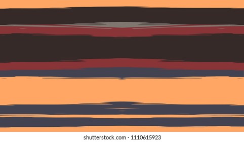 Cool Horizontal Watercolor Stripes Seamless Vector Autumn Pattern. Textured Hand Painted Graffiti Lines. Retro Vintage Modern Seamless Sailor Stripes. Hipster Grunge Clothing Paintbrush Background