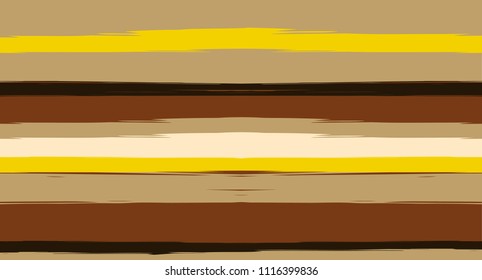 Cool Horizontal Watercolor Stripes Seamless Vector Autumn Pattern. Old Style Hand Painted Graffiti Lines. Retro Vintage Modern Seamless Sailor Stripes. Hipster Grunge Banner Paintbrush Background