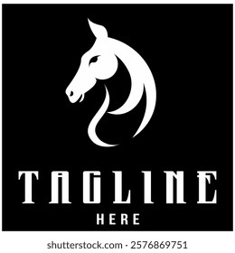 Cool horse head animated silhouette vector, product logo design.