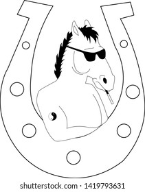 cool horse symbol in black vector