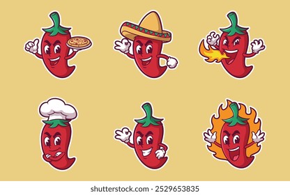 Personaje de dibujos animados de mascota de pimiento caliente fresco