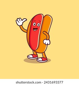 Cool Hotdog Cartoon Vector Icon Graphic Design illustration