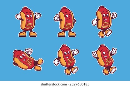 Personagem legal do desenho animado do mascote do Hotdog