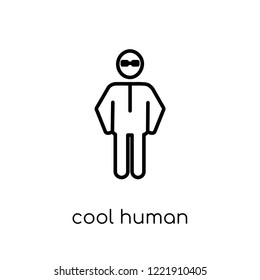 cool human icon. Trendy modern flat linear vector cool human icon on white background from thin line Feelings collection, editable outline stroke vector illustration