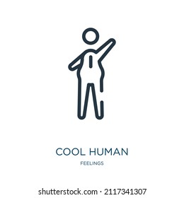 icono de línea delgada humana genial. iconos geniales, humanos lineales del concepto de sentimientos, señal de contorno aislado. Elemento de símbolo de ilustración vectorial para diseño web y aplicaciones.