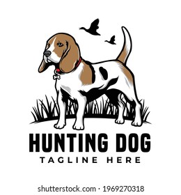 Cool hunting dog beagle pet logo vector icon illustration. Isolated on white background 
