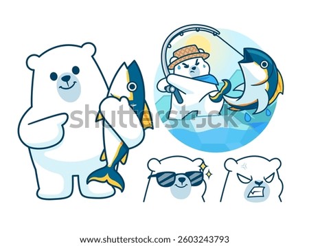 cool ice bear polar bear cartoon mascot character design illustration