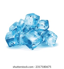 cool ice block watercolor detailed illustration