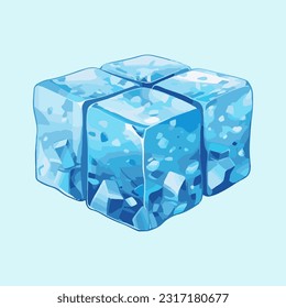 cool ice block watercolor detailed illustration