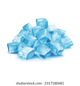 cool ice block watercolor detailed illustration