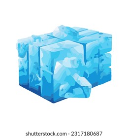 cool ice block watercolor detailed illustration