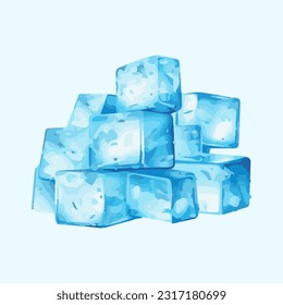 cool ice block watercolor detailed illustration
